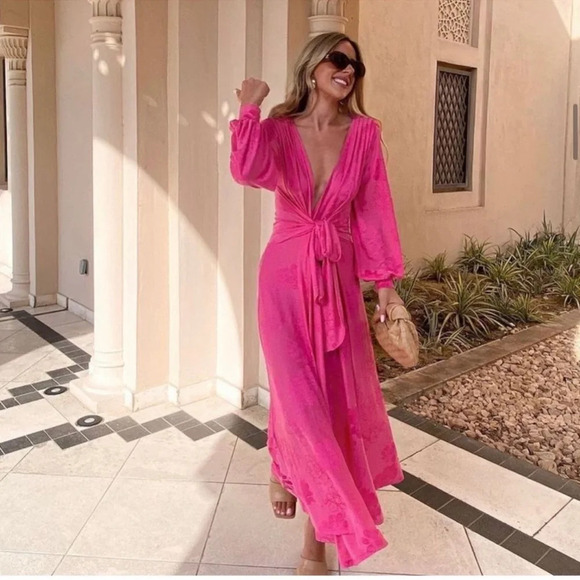 Zara Jacquard wrap Dress - Picture 3 of 12